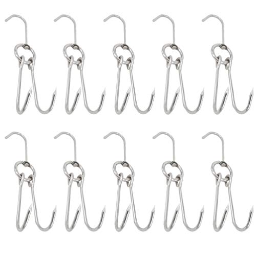 PRETYZOOM Hooks 10 Pcs Stainless Steel Hanging Hooks BBQ Tools Grilling Utensils for Meat Processing