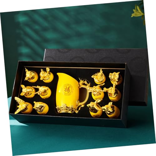 Set de 12 copas de cerámica doradas con dispensador miniatura 6
