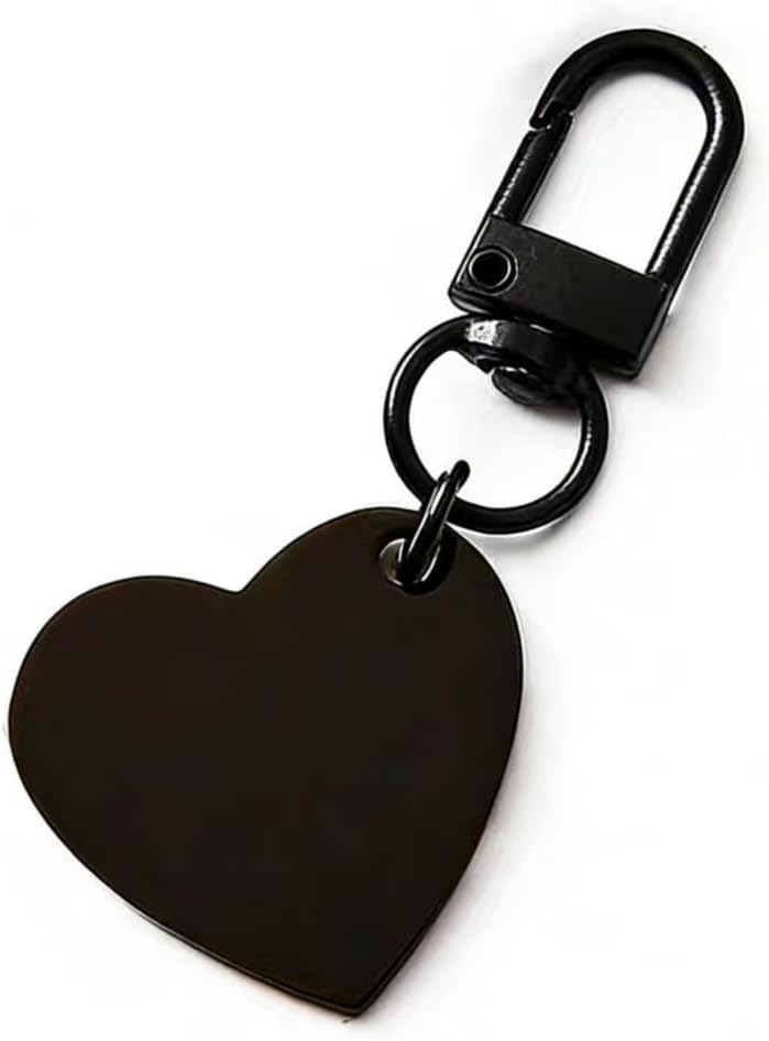 Heart Shaped Metal Keychain with Swivel Clasp, Oblique Heart Pendant, Gate Hook, Bag Charm Luggage Tag (10pcs)