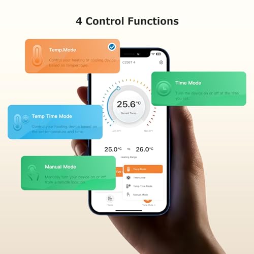 Inkbird C236T Thermostat Plug Socket, WIFI Temperature Controller for Heating and Cooling, App Control, Digital Thermostat Outlet Plug for Reptile, Aquarium, Incubation, Lizard, Vivarium - Image 2