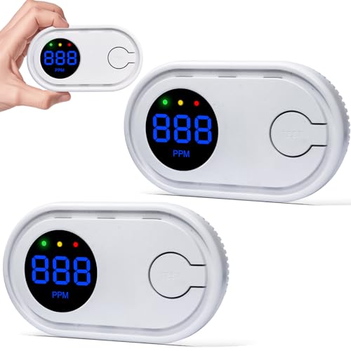 2Pack Carbon Monoxide Detector, CO Gas Monitor Alarm with Digital Display, Sound & Light Warning...