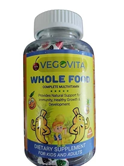 VEGOVITA Daily Multivitamin for Kids & Adults- Vegetarian Gummies with Vitamin A, B12, C, E, D, Calcium, Magnesium, Zinc- Multivitamin (30 Gummies) (1)