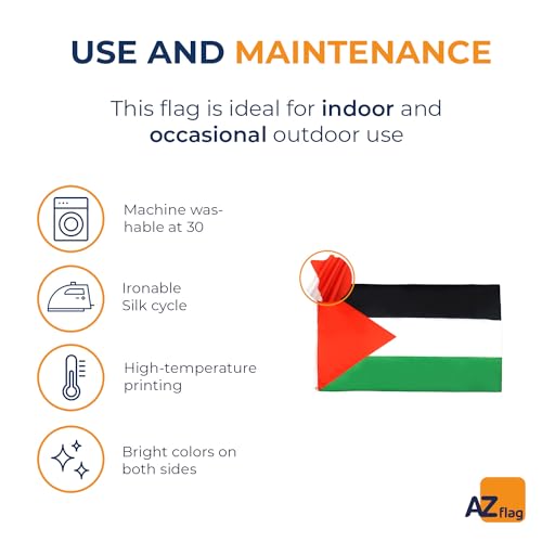 Image of AZ FLAG - Palestine Flag - 3x5 Ft - 100D Polyester Palestinian Banner with Two Metal Grommets - Fade Resistant - Vivid Colors - 3' x 5' Feet - 150x90 Cm