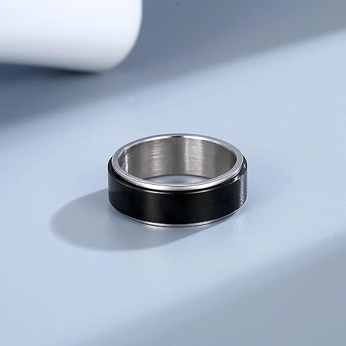 Miniatura 6 de FLYUN 4PCS Chain Ring Moon Star Ring Anti Anxiety Rings for Men Stainless Steel Mens Ring Set Stress Relief Meditation Spinner Rings