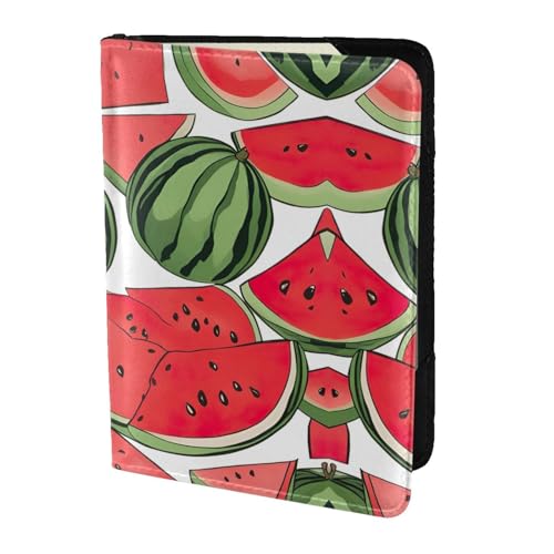 Custodia per passaporto da viaggio con stampa anguria rosso per famiglia pelle per uomo e donna nero Taglia unica