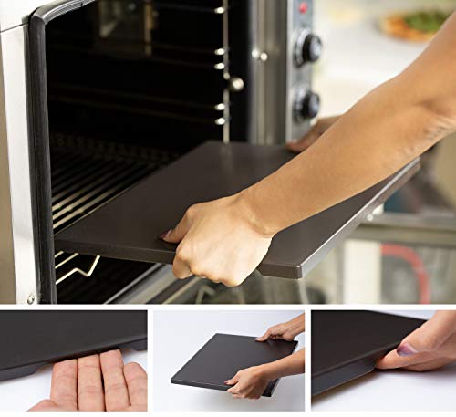 ROCKSHEAT Pizza Stone 12" x 15" Ceramic Coating Rectangular Baking & Grilling Stone, Perfect for Oven, BBQ and Grill. Innovative Built - in Handles Design