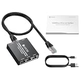 eSynic Gigabit Ethernet rozdzielacz 1 w 4 wyjściach z kablem sieciowym 0,5 m, przełącznik rozdzielacza RJ45 LAN 1 do 4 portów 100 Mb/s z kablem sieciowym typu C, 1X4, obsługuje kable Cat5/5e/6/7/8