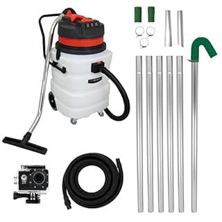 Gutter Cleaning 90L Wet & Dry Hoover 24ft Vacuum Pole Kit 1.2m - 7.2m Long Reach 5m Hose 4K Camera Real Time Inspection 4x Zoom Wide Angle 3000W Triple Motor Accessories Nozzles Carry Bag Included