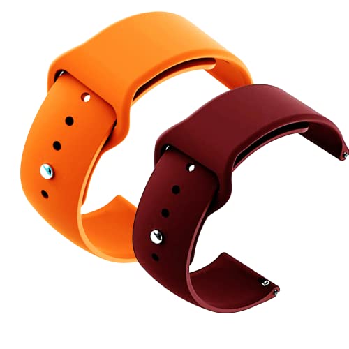Image of YODI New Accessories Silicone 22MM Strap Belt Band for Smart Watch (Set of 2 Color) Combo Pack (Smart Watch NOT Included) (Orange-WINRED)