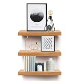 KITUL Set de 3 Repisas Flotantes de Pared 30x15 cm de MDF, No Aptas para Tablaroca, Roble Mérida