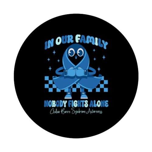 Blue Ribbon Groovy Guillain Barre Syndrome Awareness PopSockets Swappable PopGrip, Black - Image 3