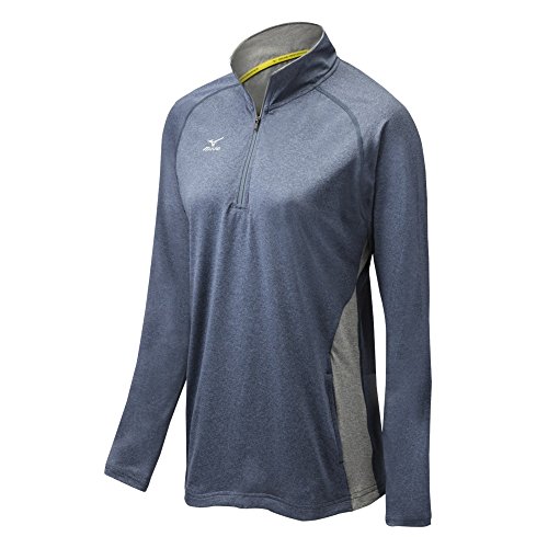 Mizuno Elite 9 Fire 1/2 Zip Jacket, Heathered Navy/Grey, X-Large