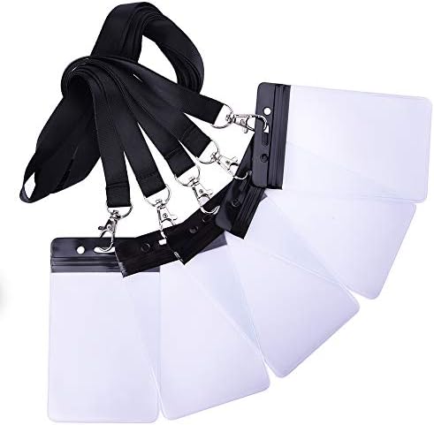 KUUQA 5 Pack Heavy Duty Badge Card Holder with Black Lanyard for Office and Exhibition