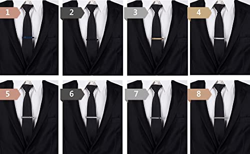 Evmasalq 8Pcs Tie Clips For Men,Black Gold Blue Silver Tie Bar Clip Set For Regular,Tie Bar Clip Is A Gift For Father,And Lover,Suitable For Wedding Business Gifts #TOP5