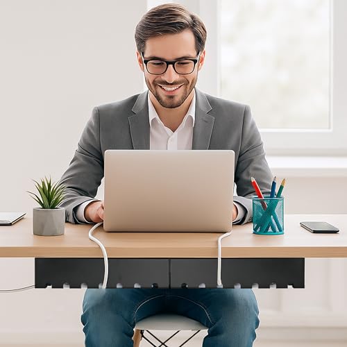 Goulottes de câbles pour bureau noir 43cm organisateur de fils métalliques