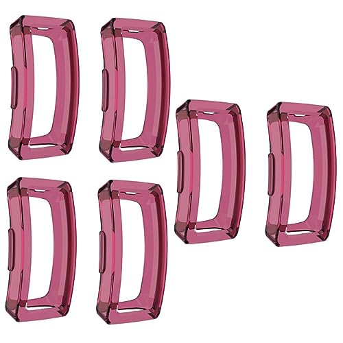 Housoutil 6 Pcs Smart Watch Shell Sport Accessories Exercise Accessories Smart Watch Protective Case TPU Shell Inspire Protector Watch Silicone Bumper Protective Case Hollow Cover Screen Red