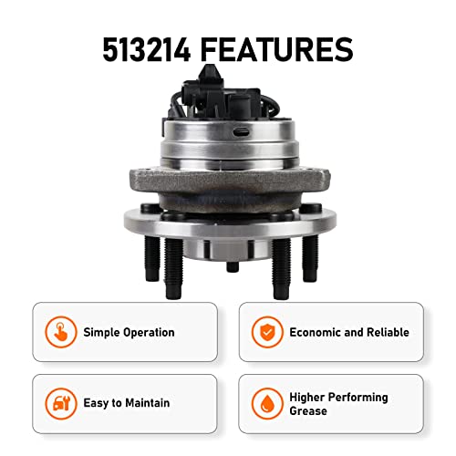 Parod 513214 Set Of 2 Front Wheel Bearing Hub Assembly Compatible With 04-12 Chevy Malibu, 08-10 Cobalt Hhr, 05-10 Pontiac G6, 07-09 Saturn Aura 5 Lugs W/Abs #TOP4