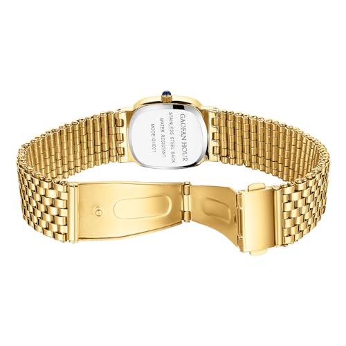 GAOFAN HOUR Gold Watches for Women Vintage Rectangle Small Ladies Watch with Stainless Steel Band,Water Resistant.Includes Strap Adjustment Tool.(Gold) GAOFAN HOUR Gold Watches for Women Vintage Rectangle Small Ladies Watch with Stainless Steel Band,Water Resistant.Includes Strap Adjustment Tool.(Gold) - Image 3