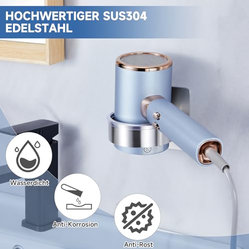 YYBO Fönhalter Ohne Bohren, Föhn Halterung, Fönhalterung Föhnhalter Wand, Haartrockner Halterung Föhn Aufbewahrung, Selbstklebend Haartrocknerhalter für Bad Barbershop Hotel (Packung mit 2) 5