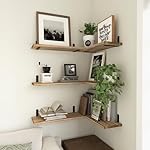 WOPITUES Wood Floating Shelves Set of 6, Shelves for Wall Decor, Farmhouse Shelf for Bedroom, Bathroom Storage Shelves, Book Shelves for Living Room - Rustic Brown - Image 5