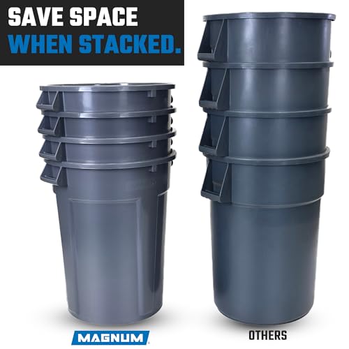 Magnum 32 Gallon Trash Can, Construction Grade, Heavy Duty Plastic, Jobsite Ready for Handling and Holding Garbage CMTC-C000-32G01 (1 Pack)