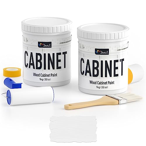 DWIL Cabinet Paint All Match - 64 OZ White | Waterproof, No Sanding, Low Odor | Kitchen and Bathroom Cabinet Makeover Kit
