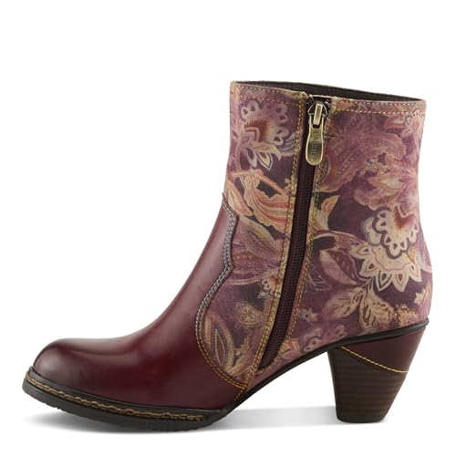 Spring Step L'Artiste Naima Heeled Booties | Floral-Printed Leather Ankle Boots with Rose Cutout Design3