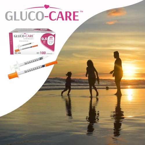 Image of GLUCO-CARE 0.5 ml /cc Syringes 30G x 5 /16'' (8mm), 100 /box | Fine Tip, Home & Lab Use, Clear Barrel, Bold Scale, Smooth Plunger Movement with back-end stopper, Leak-Proof Design