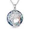 YFN Tree of Life Necklace Sterling Silver Crystal Jewelry Graduation Birthday Gifts for Women