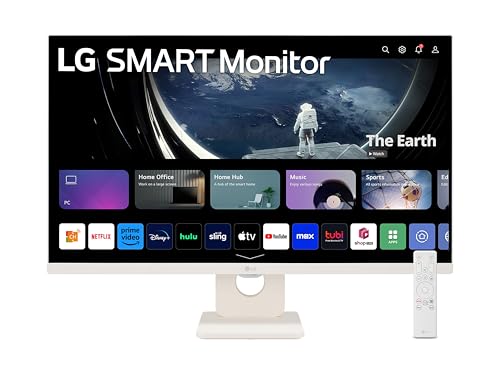 LG 27U511SA Monitor Smart 27' Full HD IPS HDR, webOS con app di streaming, Wi-Fi, Bluetooth, AirPlay, Screen Share, Speaker Stereo 10W, 2x HDMI, 2x USB, 100Hz, Eye Care Mode, Telecomando, Bianco