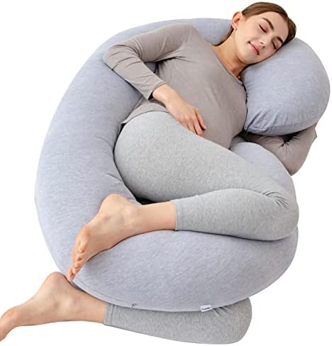 Yuantian Pregnancy Pillow, for Pregnant Woman C-Shape Full Body Pillow and Maternity Support (Jersey Cover)- Support for Back, Hips, Legs, Belly for Pregnant Women