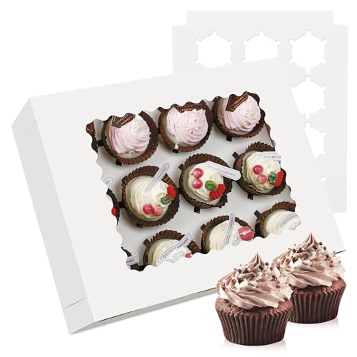 MonYouGe 20-Set Cupcake Boxes Bulk with Clear Display Window Hold