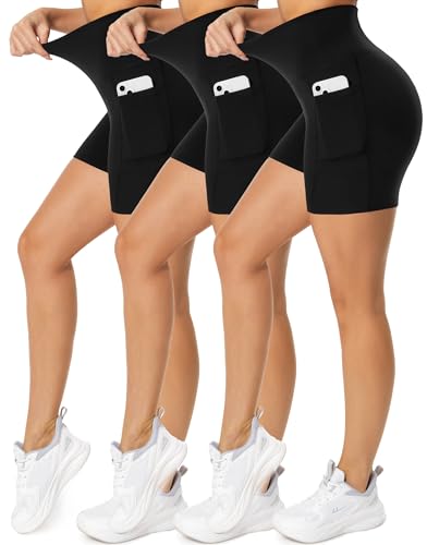 iaoja 3 Pack Biker Shorts for Women with Pockets-5