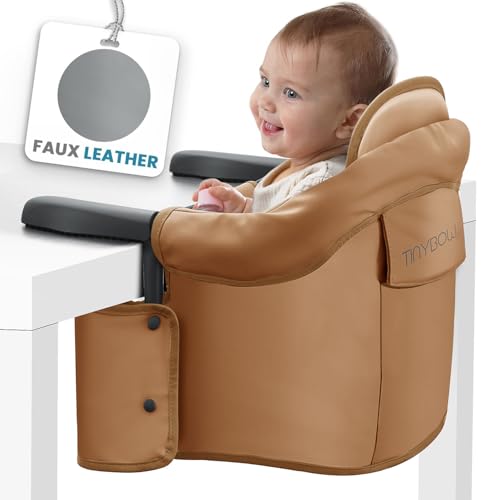 Image of Elegant Faux Leather Hook On High Chair for Table - Clip On High Chair to Table, Portable High Chair for Travel, High Chairs for Babies - Table High Chair, Clip On High Chair That Attaches to Table