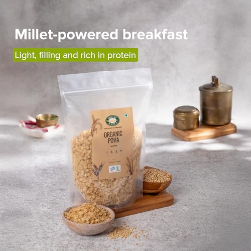 Image of Millet Amma Organic Jowar Poha 1kg | 2 Packs x 500g | Sorghum Millet Flakes | Jowar Flakes for Breakfast | Gluten Free | High Fiber | No Preservatives