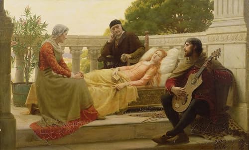 Tableau sur toile Comment Liza aimait le roi par Edmund Blair Leighton déco moderne 60x90cm