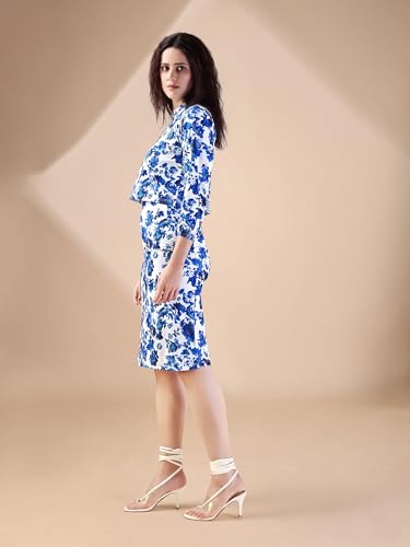 Image of PURVAJA Women's Puff Sleeve Midi Printed Co-Ords