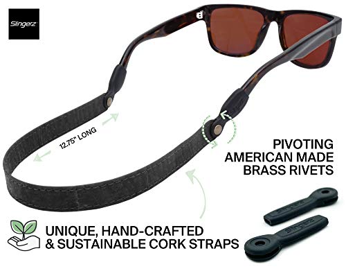Image of SLINGERZ Wide Cork Sunglass Strap - Comfortable Eyewear Retainer for Outdoor Use