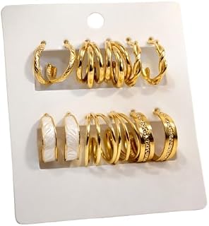 Korean Fashion Style Gold Plated Pearl Stud Earrings For Women & Girls Fashion 6 Pairs Combo Set Latest Stylish Hoop Earri... Price In India