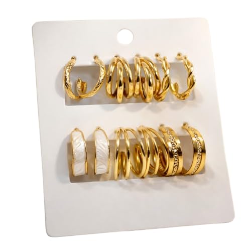 Korean Fashion Style Gold Plated Pearl Stud Earrings For Women & Girls Fashion 6 Pairs Combo Set Latest Stylish Hoop Earri... - Review, Price and Buying Guide