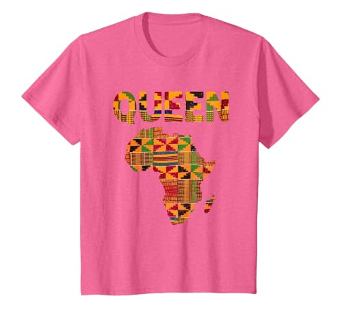 Cool African Queen Art Kente Cloth Africa Ghana Kids Women T-Shirt, Youth, Pink Heather, 3T