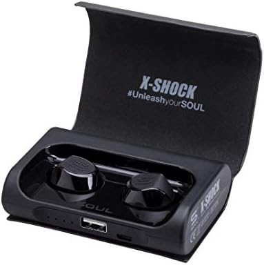 SOUL Electronics X-Shock Absolute True Wireless Earphones. Bluetooth Waterproof Earbuds. in Ear Headset with Mic and Charging Box. for iPhone iPad Android Smartphones Tablets, Laptop. Black