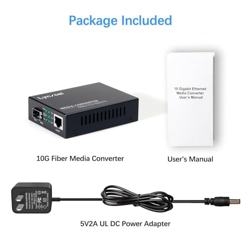 Image of 10G Fiber Media Converter, 10 Gigabit SFP to Ethernet Copper UTP Media Converter, Unmanaged 1x 10G /5G /2.5G /1G /100M RJ45 to 10GBase-X SFP+ Slot, Support 10G SR /LR SFP+ Module