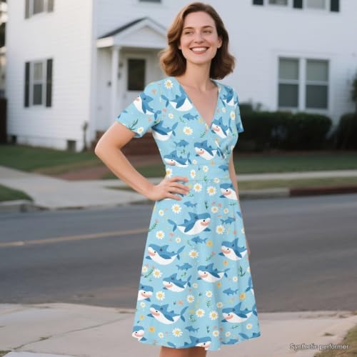 Image of Women's Summer Dresses Short Sleeve Formal Dresses with Pockets | Lightweight polyester fabric delivers cool airflow during hot summer outdoor activities