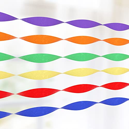 HOUSE OF PARTY OG Rainbow Crepe Paper Streamers 6 Crepe Paper Rolls 492ft (1.8 Inch x 82 Ft/Roll) - Pack of Red, Orange, Yellow, Green, Blue, Purple Streamers for Bachelorette Party Decorations - Thumbnail 4
