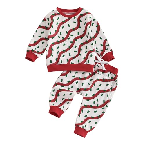 FOCUSNORM Toddler Baby Girl Boy Christmas Outfit Gingerbread Man Print Long Sleeve Sweatshirt Newborn Infant Winter Clothes (Christmas White, 12-18 Months)