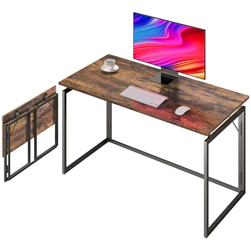 alawooder Folding Desk - 39.4” Wood Top Foldable Desk for Small Spaces | No Assembly Required Compact Desk for Home Office, Writing, and Study