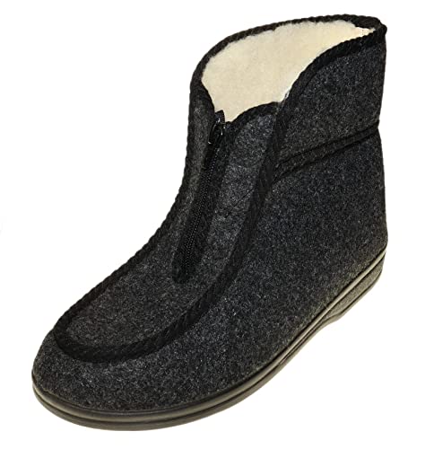 APREGGIO Hausschuhe Herren Winter aus Filz Handgefertigt Warme Pantoffeln Filzpantoffeln aus Wolle Hüttenschuhe Feste Gummisohle Reißverschluß Gr. 42 Cover