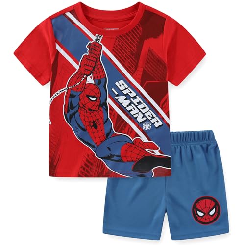 Marvel Spider-Man Boys Short Sleeve T-Shirt and Mesh Shorts 2 Piece Set for Toddler and Big Kids