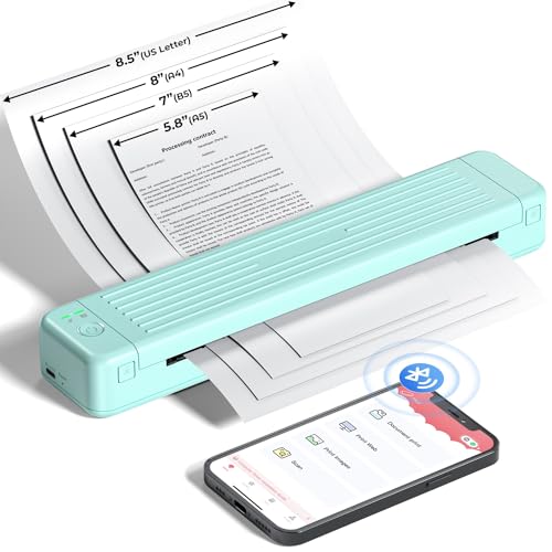 PB821 A4 Thermodrucker – Bluetooth, Tragbar, 203 Dpi, 1500 MAh Akku, Mit 3 Papierrollen, Für Smartphone & PC